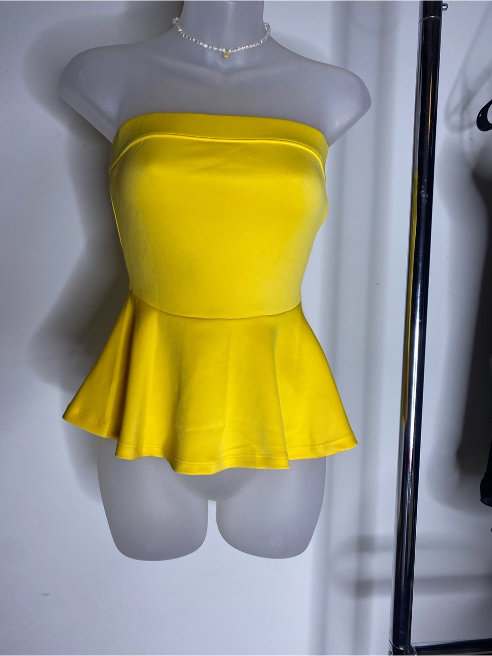 Made in USA Marilyn Monroe Strapless Peplum Top - Yellow